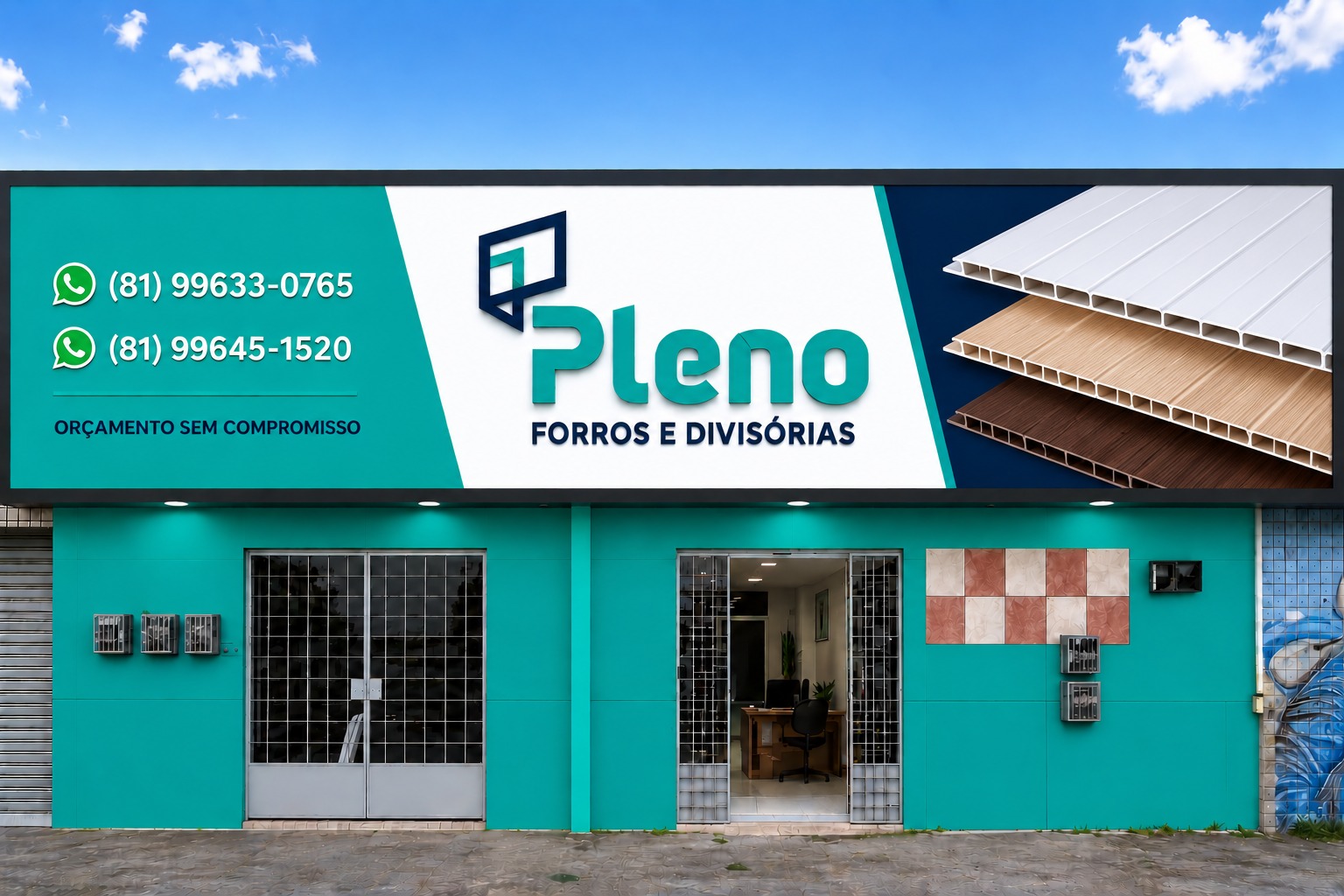 Fachada da Pleno Forros e Divisórias em Torrões, Recife